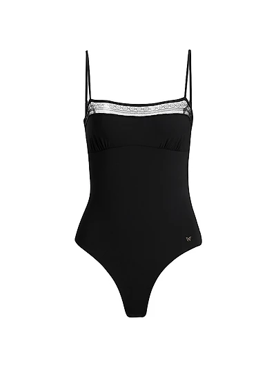 Lace Inset One-Piece Swimsuit