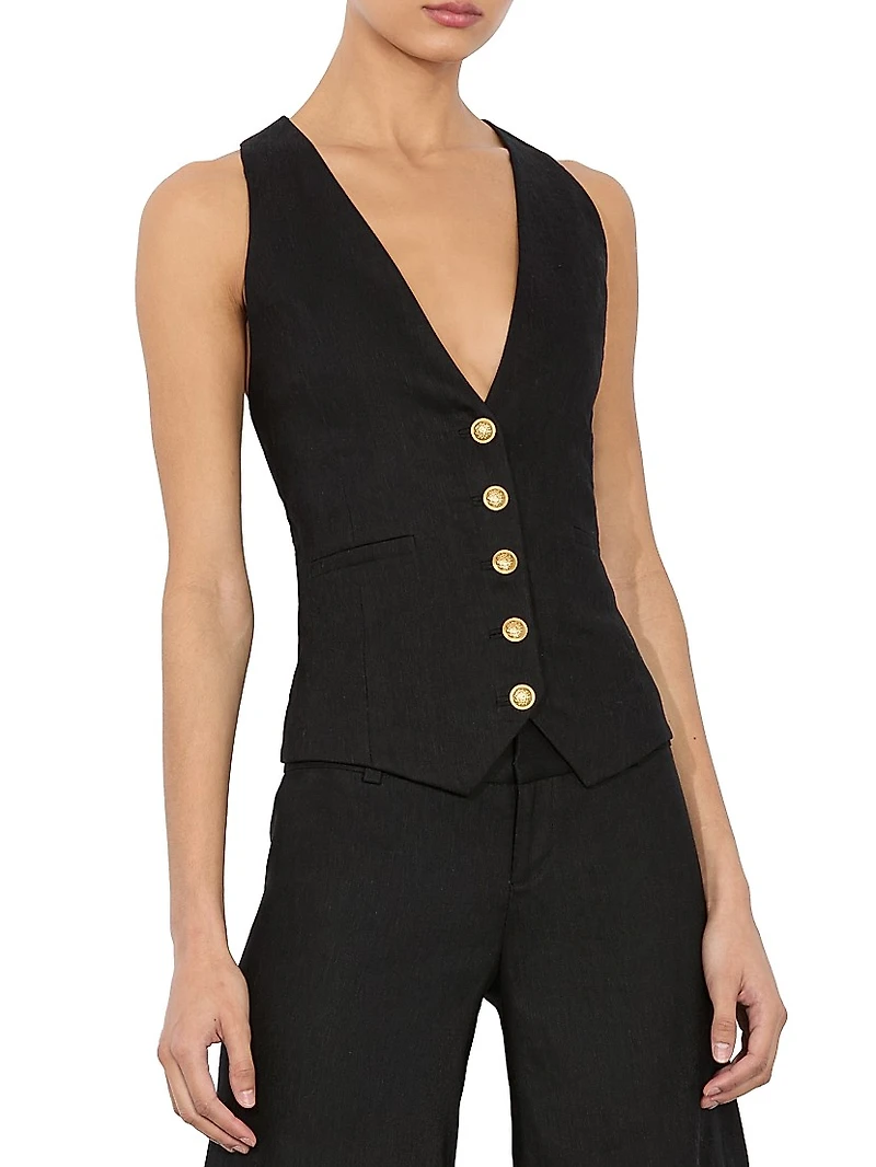 Mazie Deep V-Neck Slim Vest