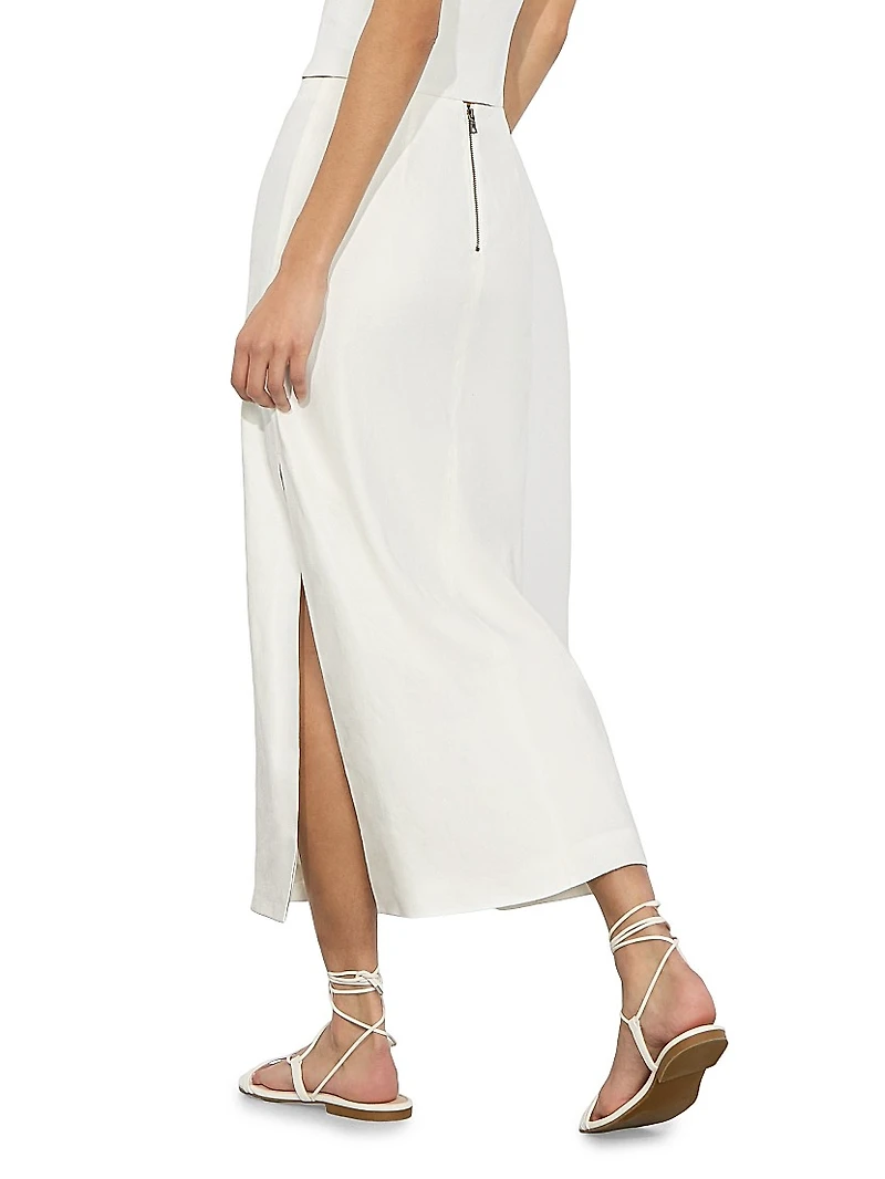 Maeve Linen-Blend Slip Skirt