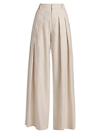 Simon Linen-Blend Wide Leg Pants