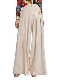 Simon Linen-Blend Wide Leg Pants