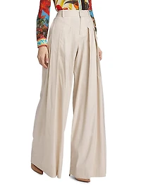 Simon Linen-Blend Wide Leg Pants