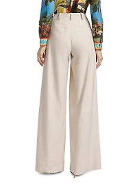 Simon Linen-Blend Wide Leg Pants