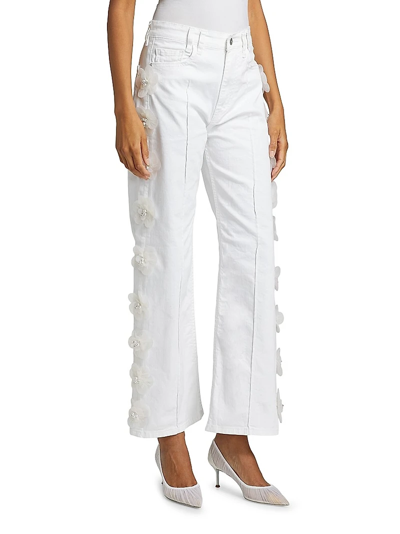 Daisy Embellished Colored Jeans