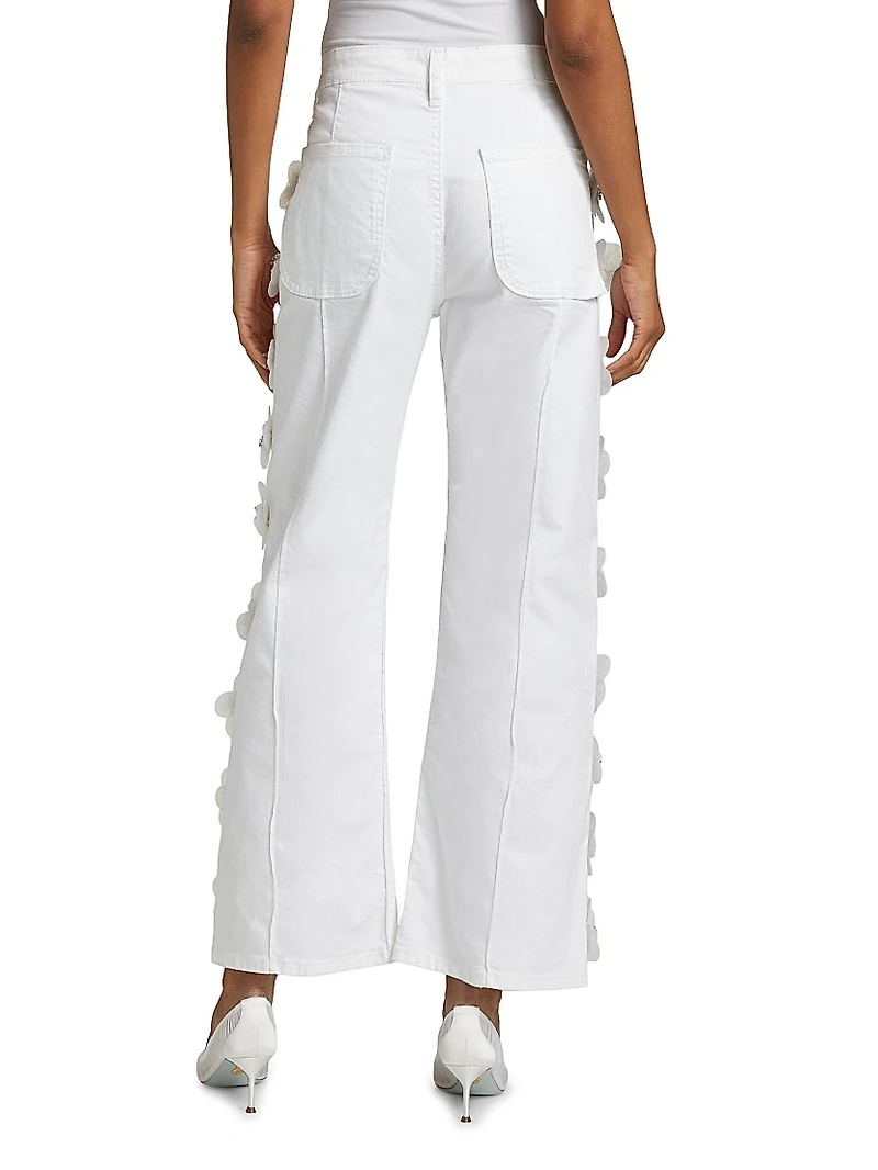 Daisy Embellished Colored Jeans