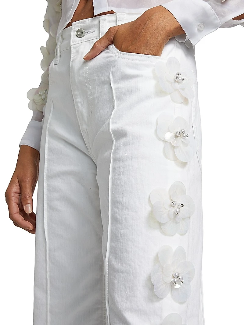 Daisy Embellished Colored Jeans