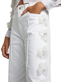 Daisy Embellished Colored Jeans