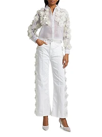 Daisy Embellished Colored Jeans