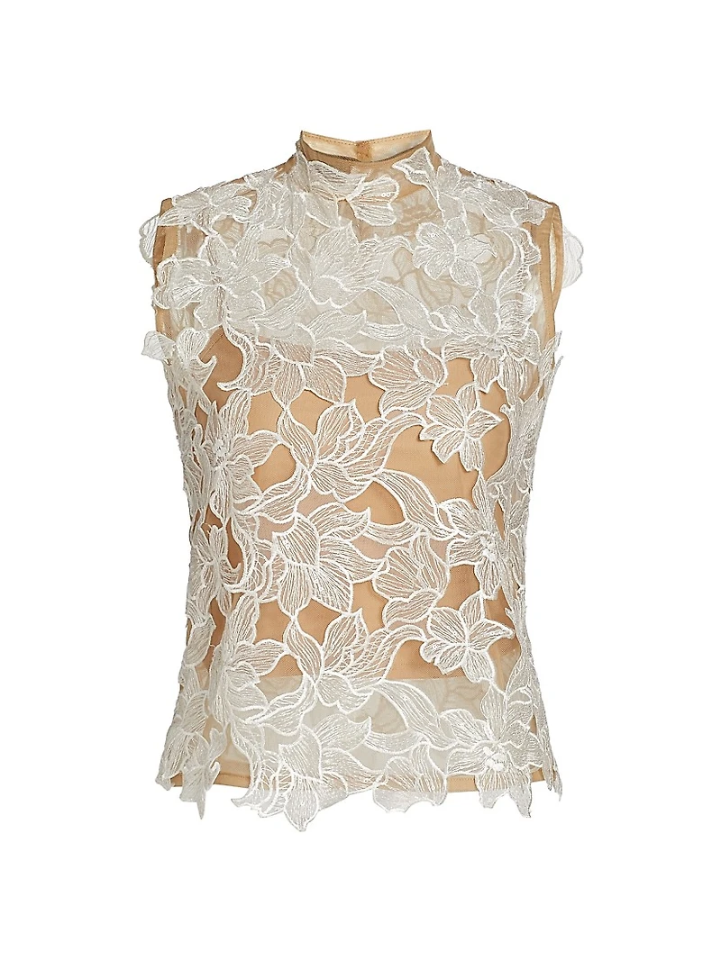 Karol Floral Embroidered Lace Top