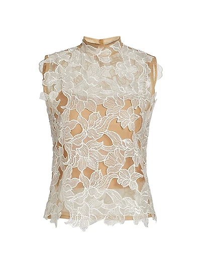 Karol Floral Embroidered Lace Top