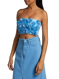 Emily Embellished Flower Bandeau Crop Top