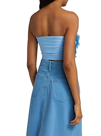 Emily Embellished Flower Bandeau Crop Top