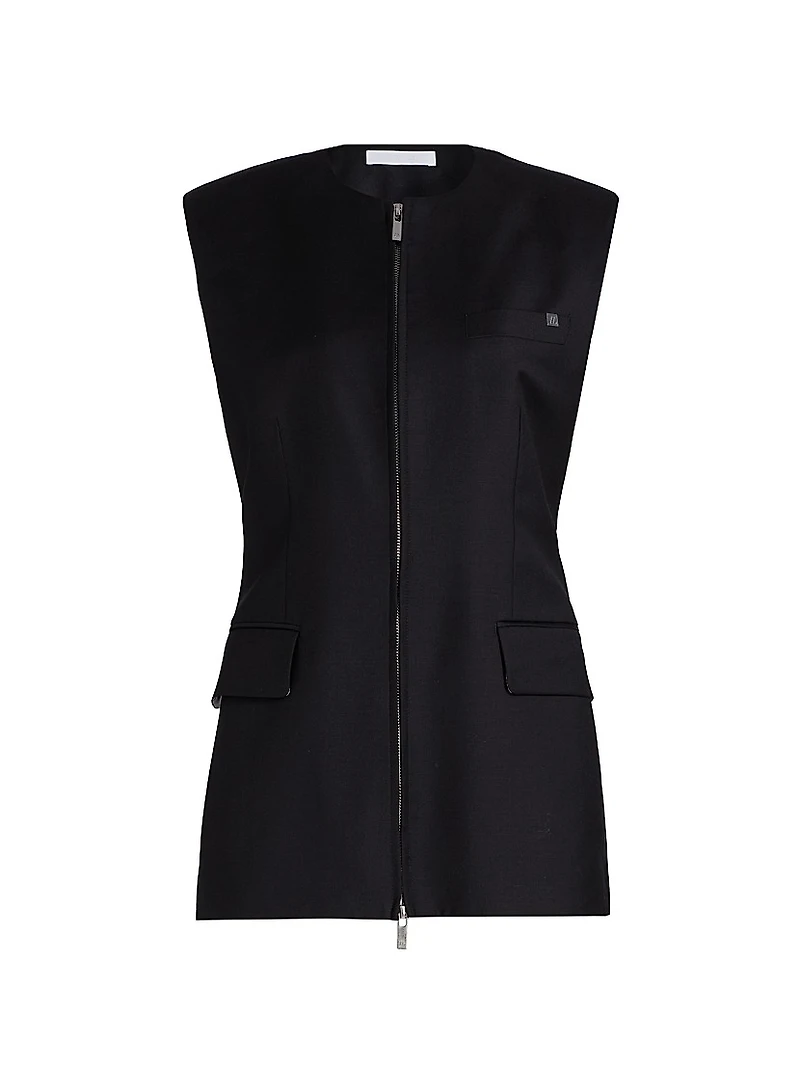 Wool Zip-Front Blazer Vest