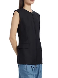 Wool Zip-Front Blazer Vest