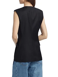 Wool Zip-Front Blazer Vest