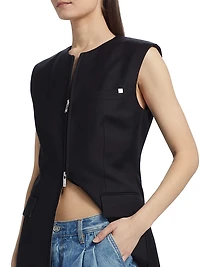 Wool Zip-Front Blazer Vest