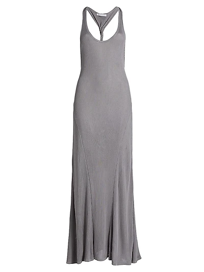 Rib-Knit Twist-Back Maxi Dress