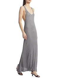 Rib-Knit Twist-Back Maxi Dress