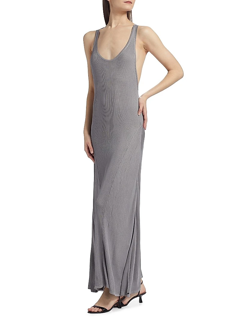 Rib-Knit Twist-Back Maxi Dress
