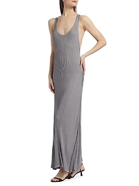 Rib-Knit Twist-Back Maxi Dress