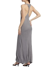 Rib-Knit Twist-Back Maxi Dress