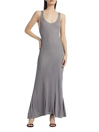 Rib-Knit Twist-Back Maxi Dress