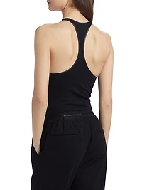 Faux Leather Racerback Bodysuit