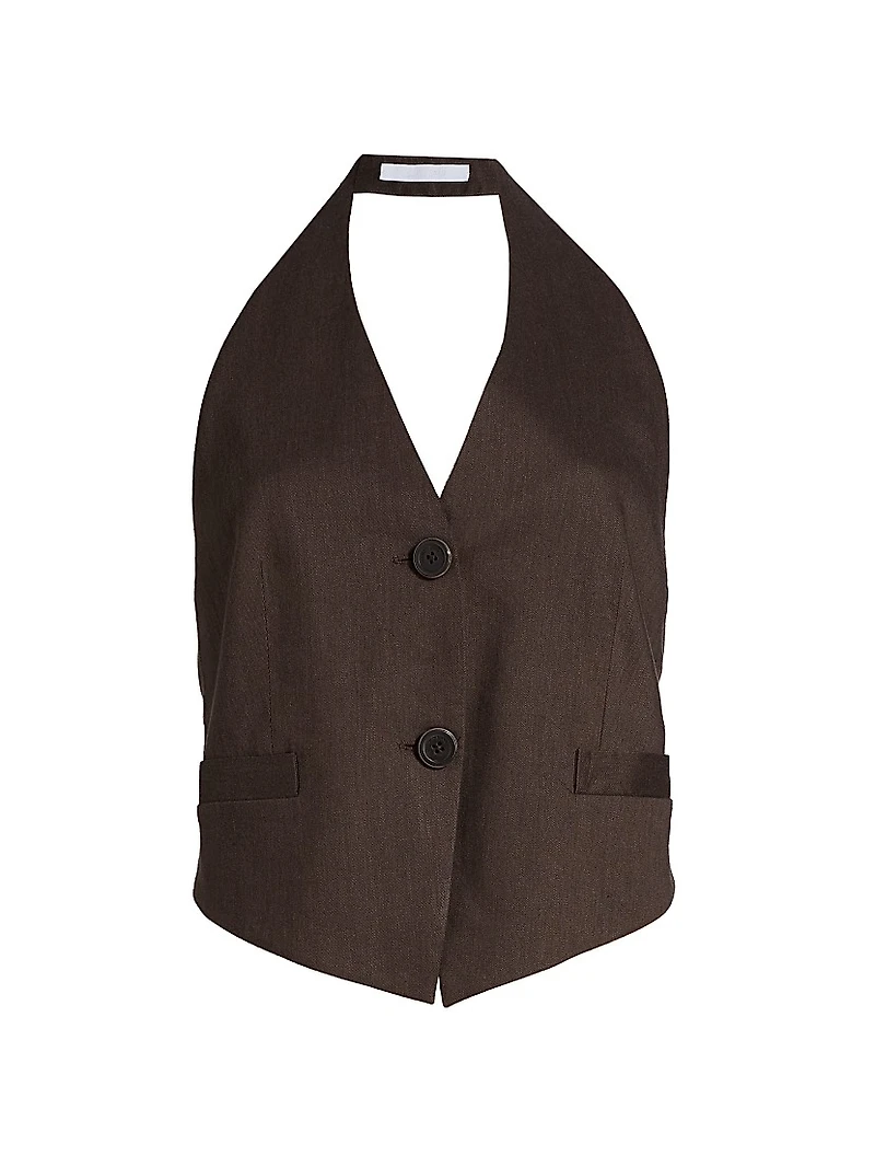 Linen-Blend Halter Vest