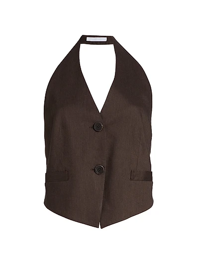 Linen-Blend Halter Vest