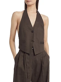 Linen-Blend Halter Vest