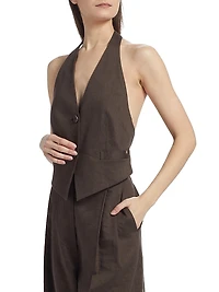 Linen-Blend Halter Vest