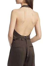 Linen-Blend Halter Vest