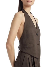 Linen-Blend Halter Vest
