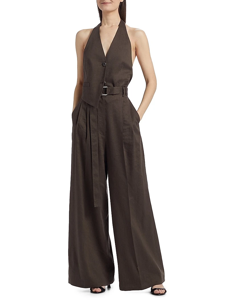Linen-Blend Halter Vest