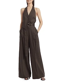 Linen-Blend Halter Vest
