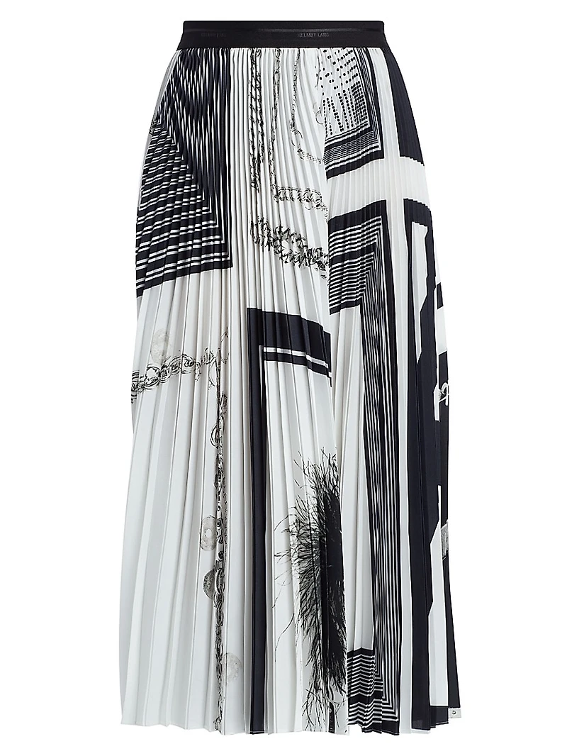 Pleated Twill Midi-Skirt