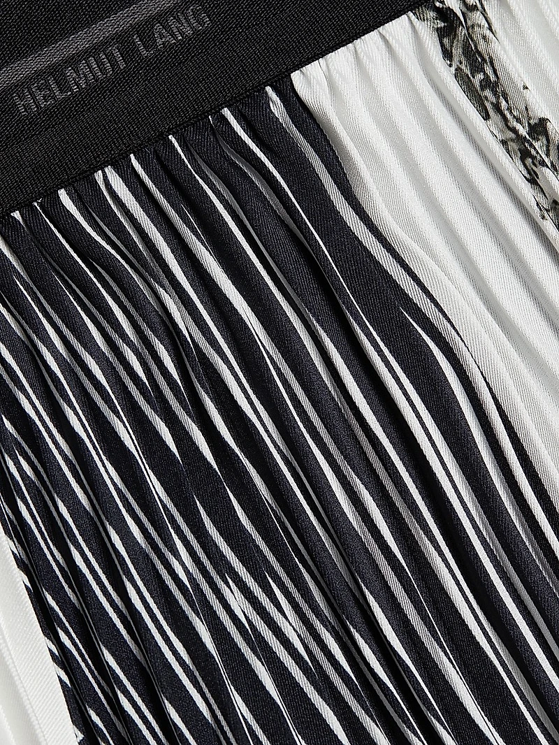 Pleated Twill Midi-Skirt