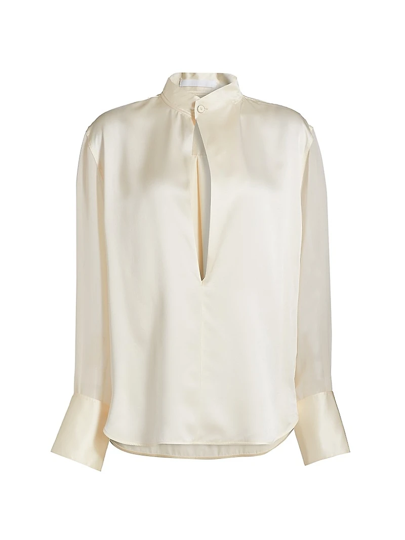 Silk Charmeuse Cowlneck Shirt