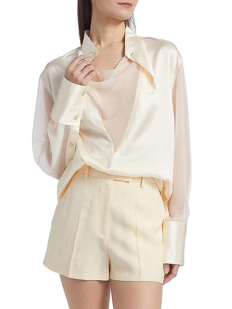 Silk Charmeuse Cowlneck Shirt