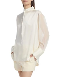 Silk Charmeuse Cowlneck Shirt