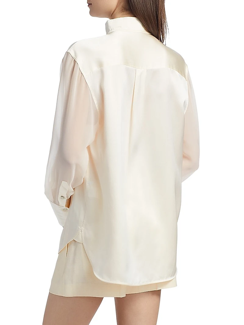 Silk Charmeuse Cowlneck Shirt