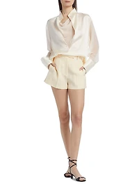 Silk Charmeuse Cowlneck Shirt