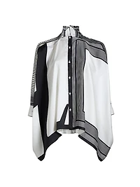 Four-Scarf Twill Button-Front Top