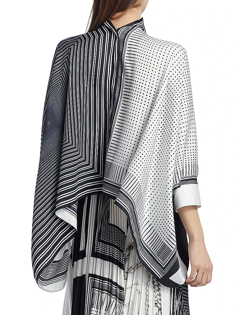 Four-Scarf Twill Button-Front Top