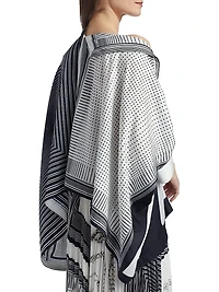 Four-Scarf Twill Button-Front Top