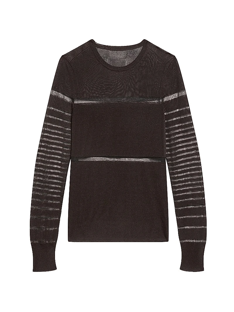 Spaced Sheer Knit Long-Sleeve Top