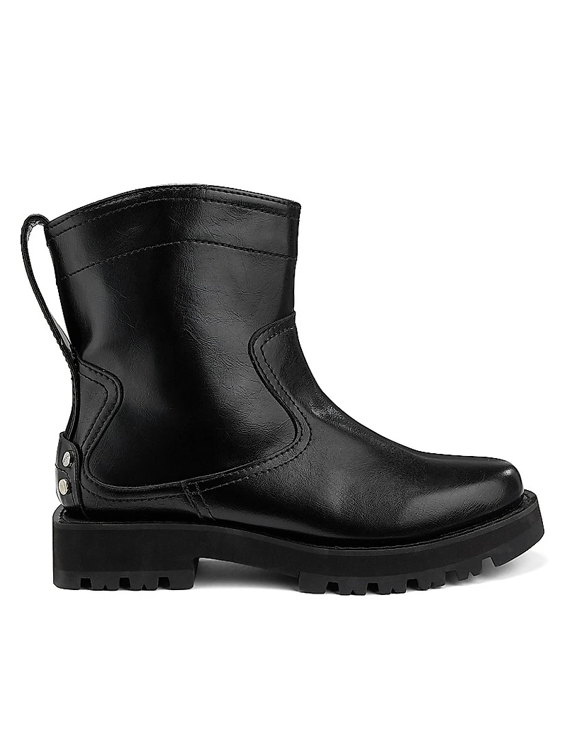 Studs Crinkle Faux-Leather High Boots