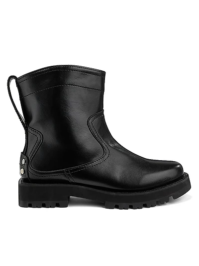Studs Crinkle Faux-Leather High Boots