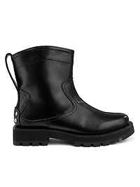 Studs Crinkle Faux-Leather High Boots