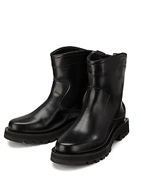 Studs Crinkle Faux-Leather High Boots